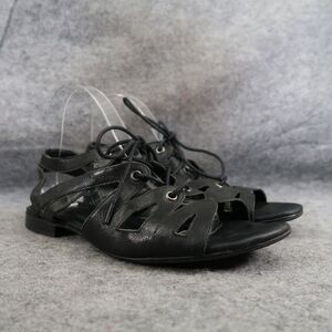 Vaneli Shoes Womens 9 Sandal Gladiator Leather Lace Up Flats Fashion Black Boho